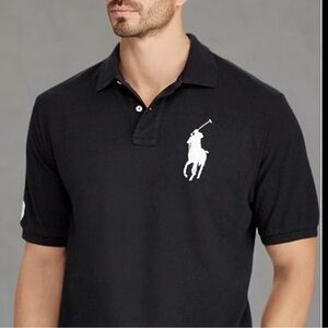 Polo Ralph Lauren Big Pony Custom Slim Fit Mesh Polo Shirt SZ 3XL BLACK WHITE